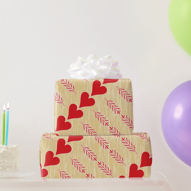 Papier Cadeau Rustic Retro Motif de coeur Valentine (Cadeaux de fête)