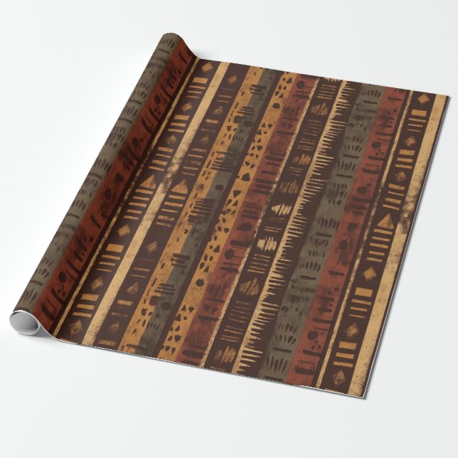 Papier Cadeau Rustic Southwestern Stripe Pattern (5) (Déroulé)