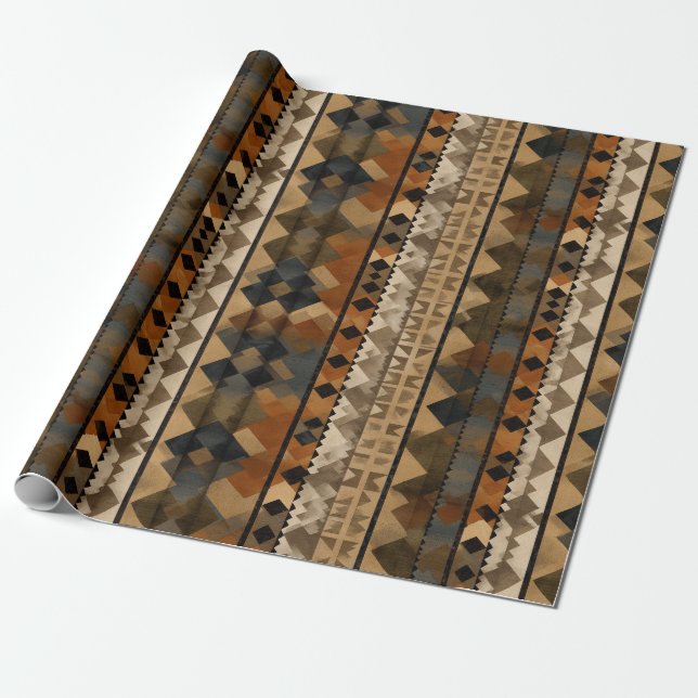 Papier Cadeau Rustic Southwestern Stripe Pattern (6) (Déroulé)
