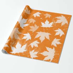 Papier Cadeau Rustique Automne Feuilles Motif