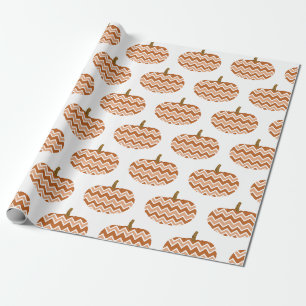 Papier Cadeau Rustique Citrouille Chevron