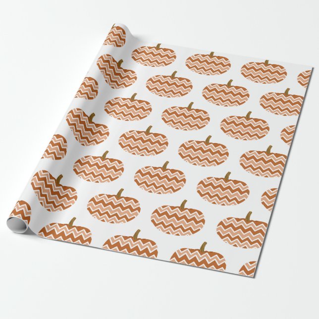Papier Cadeau Rustique Citrouille Chevron (Déroulé)