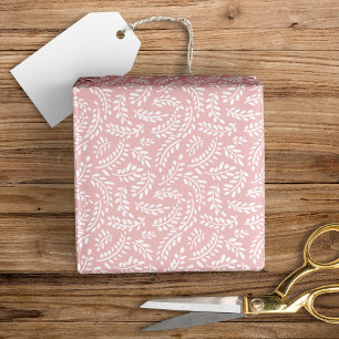 Papier Cadeau Rustique Élégant Botanique Feuilles rose pâle