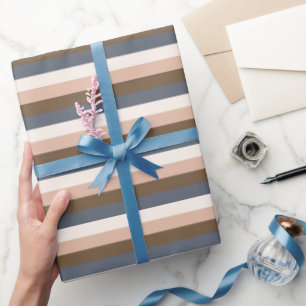 Papier Cadeau Rustique Élégant Horizontal Gris Brown Rose