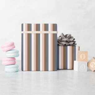Papier Cadeau Rustique Élégant Trappes Verticales Rose Brown Gri