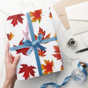 Papier Cadeau Rustique Feuilles d'érable d'automne Motif sans co