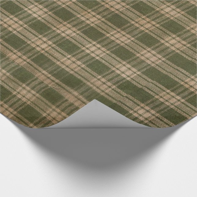 Papier Cadeau Rustique Green Country Homespun Plaid (Coin)