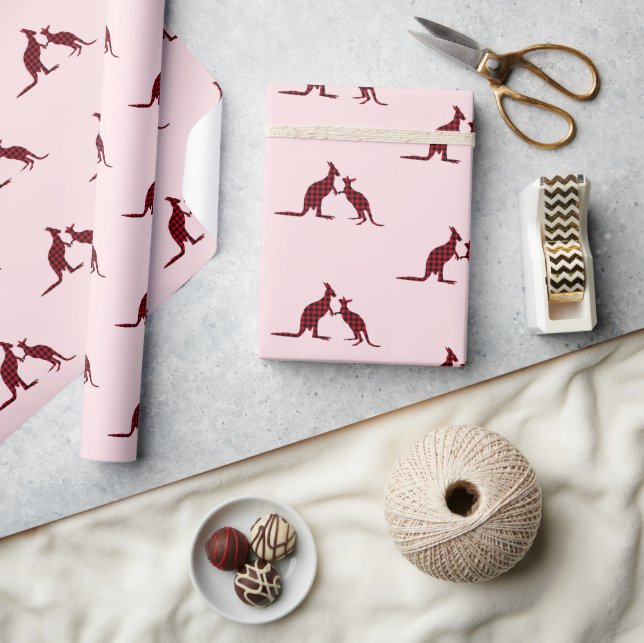 Papier Cadeau Rustique Kangaroo Australian Pink Motif Holiday (Artisanat)
