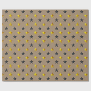 Papier Cadeau Rustique Kraft Black Gold Stars