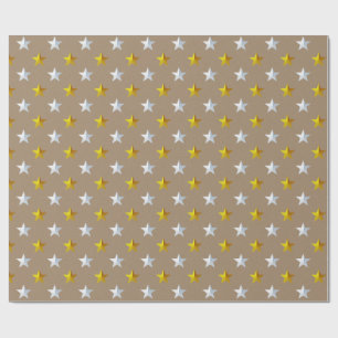 Papier Cadeau Rustique Kraft Gold Silver Stars