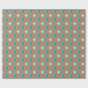 Papier Cadeau Rustique Kraft Turquoise Blue Silver Holiday
