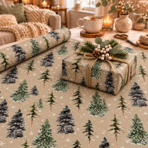 Rustique Kraft Winter Woodland Snowy Spruce Trees