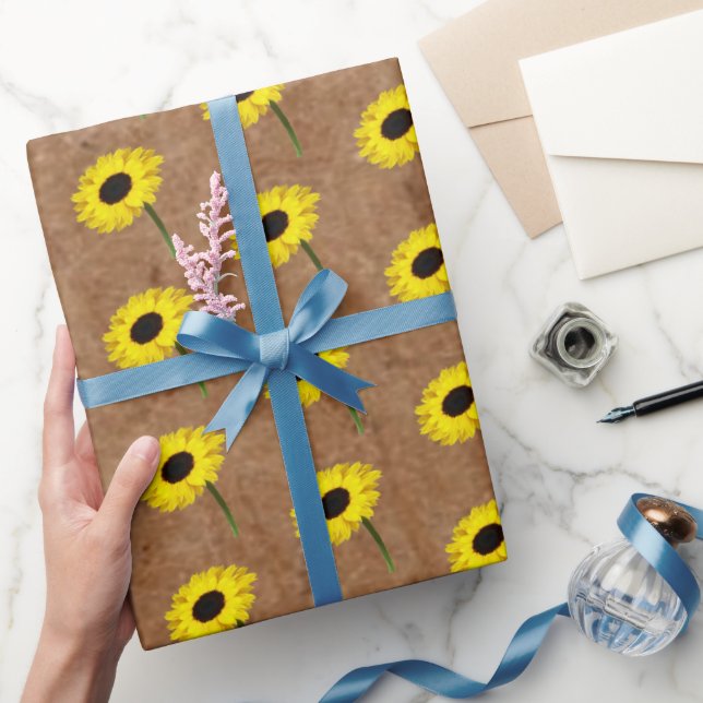 Papier Cadeau Rustique Mariée d'automne Kraft & Burlap Sunflower (Cadeaux)