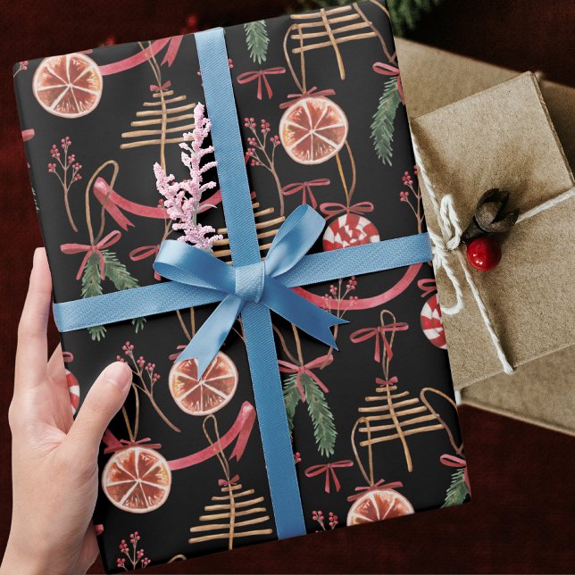 Papier Cadeau Rustique moderne Abstrait Motif de Noël hiver (Créateur téléchargé)