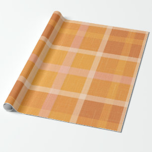 Papier Cadeau Rustique Orange Automne Plaid Tartan Enveloppement