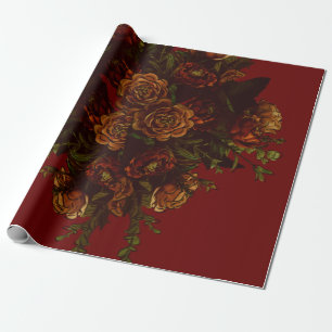 Papier Cadeau Rustique Orange Red Fall Élégant Mariage gothiqu