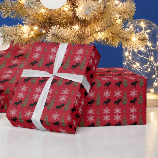 Papier Cadeau Rustique  Orignal Flocon de neige Pin Arbre de Noë (Vacances)