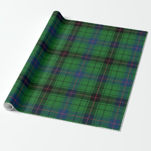 Papier Cadeau Rustique Plaid Davidson Vert noir bleu Tartan
