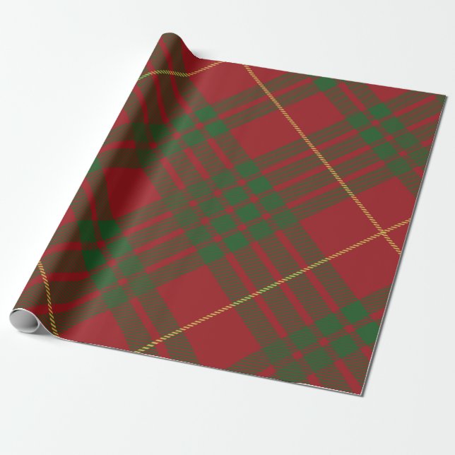 Papier Cadeau Rustique Plaid Élégant MacTavish Tartan (Déroulé)