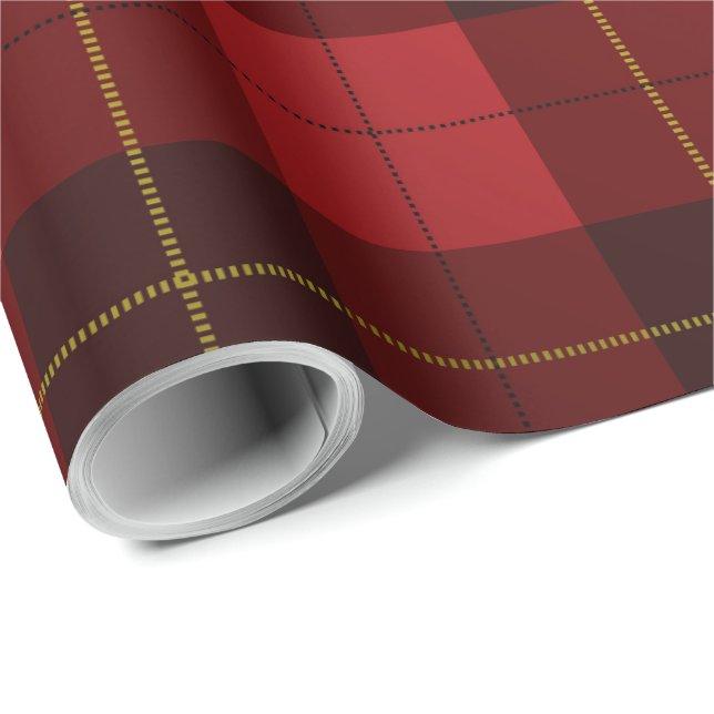 Papier Cadeau Rustique Plaid Red Classic Tartan rouge (Coin rond)