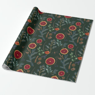 Papier Cadeau Rustique Woodsy Hunter Green Dried Botanical