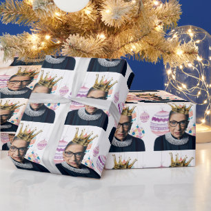 Papier Cadeau Ruth Bader Ginsburg avec Christmas Baubles