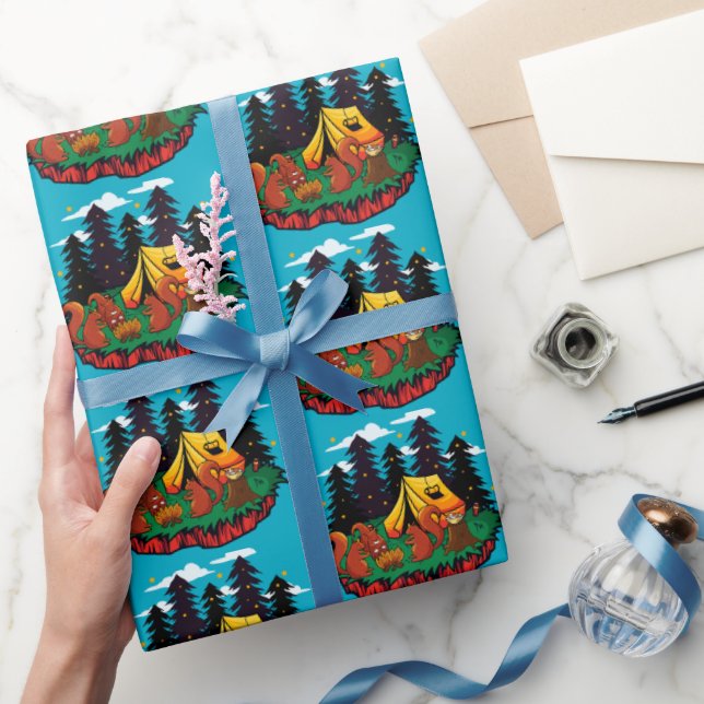 Papier Cadeau S’more de plaisir avec cet écureuil de camping (Cadeaux)