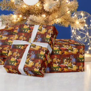 Papier Cadeau Sa gare et quatre as chiens jouant au poker