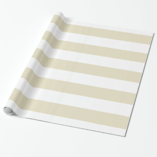 Papier Cadeau Sable Beige Blanc Gros Rayures