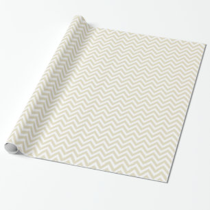 Papier Cadeau Sable Beige et blanc Grand Motif Chevron V