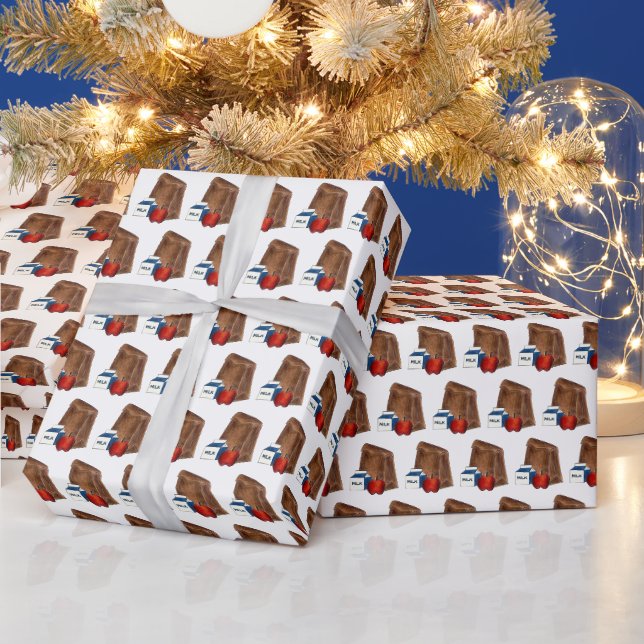 Papier Cadeau Sac Brown École Déjeuner Pomme Lait Enseignant (Vacances)