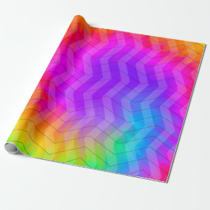 Papier Cadeau Sac cadeau Neon Rainbow Herringbone