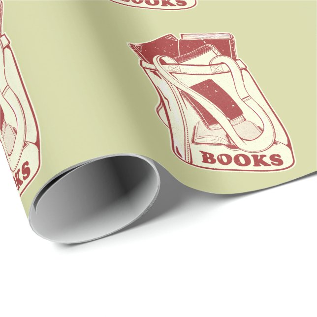 Papier Cadeau Sac de livres que j'aime lire (Coin rond)