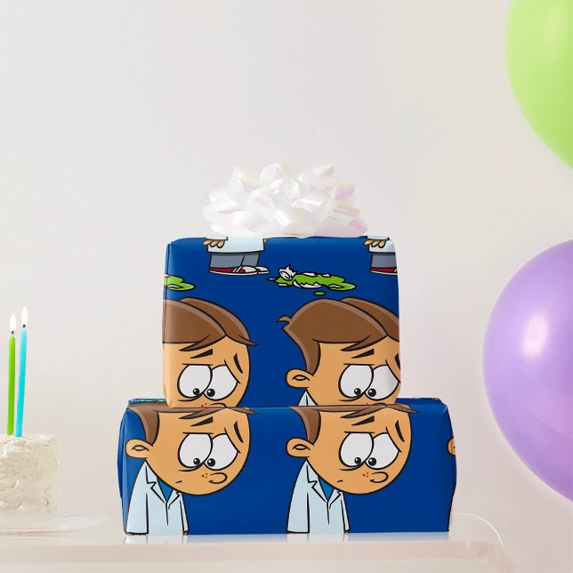 Papier Cadeau Sad Boy Scientist avec Broken Experiment (Créateur téléchargé)