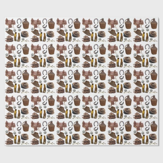 Papier Cadeau Saddle Boots HORSE SHOES cowboy clipART  (Plat)