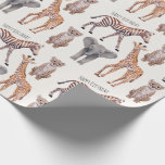 Papier Cadeau Safari Baby Animals Motif Personnalisé<br><div class="desc">animal bébé mignon thème safari papier d'emballage personnalisé</div>