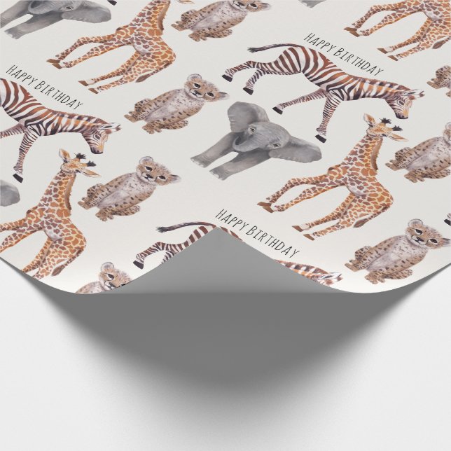 Papier Cadeau Safari Baby Animals Motif Personnalisé  (Coin)