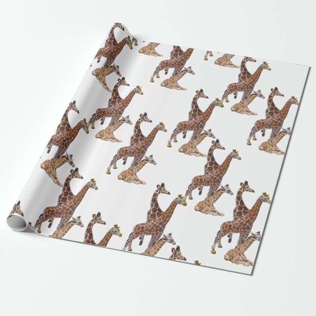 Papier Cadeau Safari d'anniversaire de Giraffe (Déroulé)