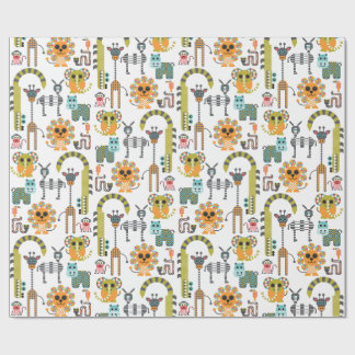 Papier Cadeau Safari de la jungle moderne pour enfants Animaux e