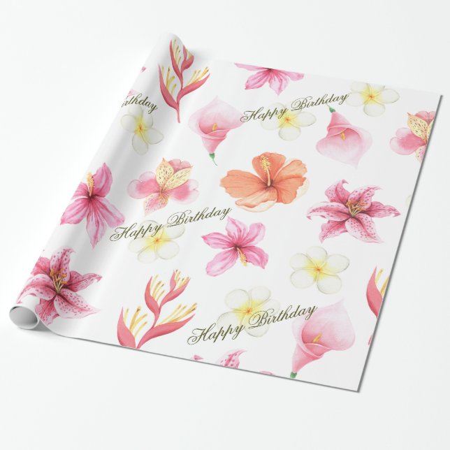 Papier Cadeau Safari de la jungle tropicale premier anniversaire (Déroulé)