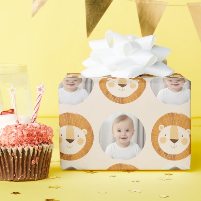 Papier Cadeau Safari Lion thème Anniversaire de enfant photo (Fête d'anniversaire)