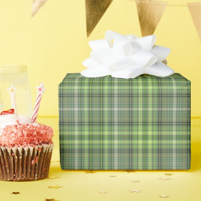 Papier Cadeau Sage and Olive Green Plaid (Fête d'anniversaire)