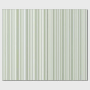 Papier Cadeau Sage (clair, moyen, foncé) et rayures blanches