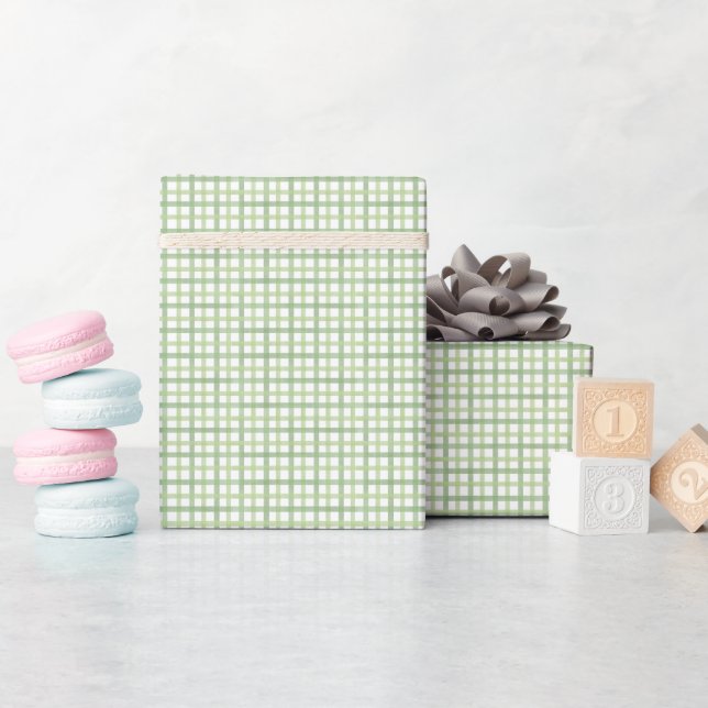 Papier Cadeau Sage Gingham Baby Shower Wrapping Paper (Baby Shower)