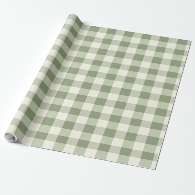 Papier Cadeau Sage Green Buffalo Check Plaid Cadeau (Déroulé)