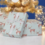 Papier Cadeau Sage Green Christmas Deer<br><div class="desc">Cerf de Noël Vert Sage doux (rennes)</div>