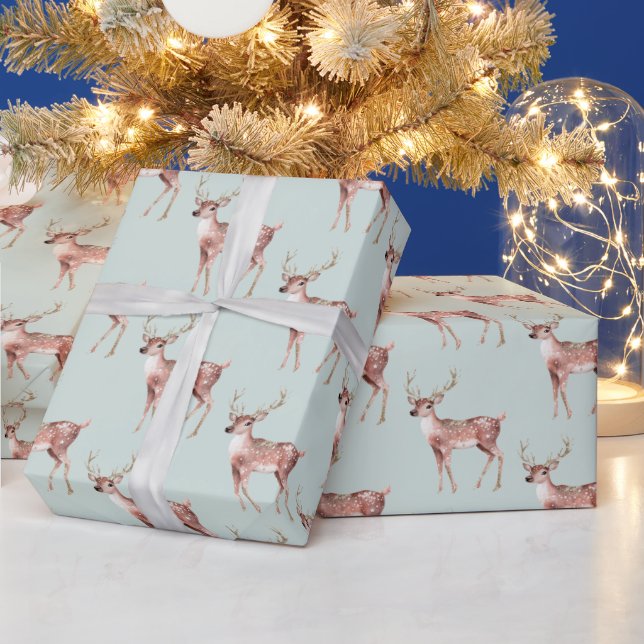 Papier Cadeau Sage Green Christmas Deer (Vacances)