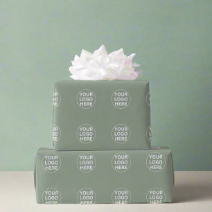 Papier Cadeau Sage Green Logo l Corporate Business Branded Cadea