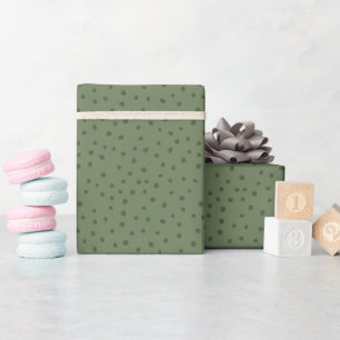 Papier Cadeau Sage moderne Vert et blanc Petit point Polka