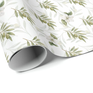 Papier Cadeau Sage Olives Sans Temps Chic Aquarelle 